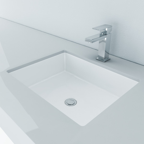 Cantrio Koncepts PS-101 Rectangular Vitreous China Undermount Bathroom Sink