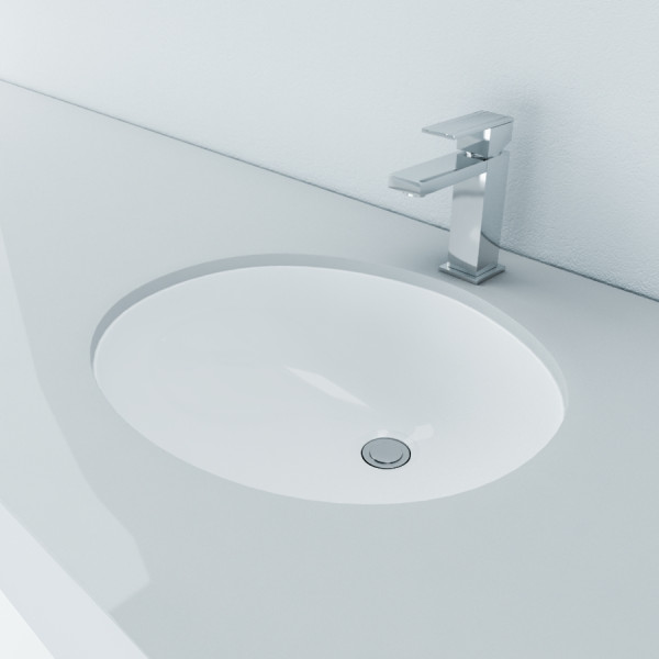 Cantrio Koncepts PS-104 Vitreous China Oval Undermount Bathroom Sink