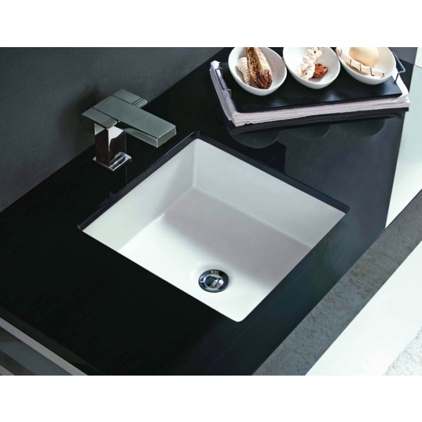 Cantrio Koncepts PS-105 White Undermount Ceramic Sink with Overflow