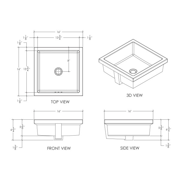 Cantrio Koncepts PS-105 White Undermount Ceramic Sink with Overflow