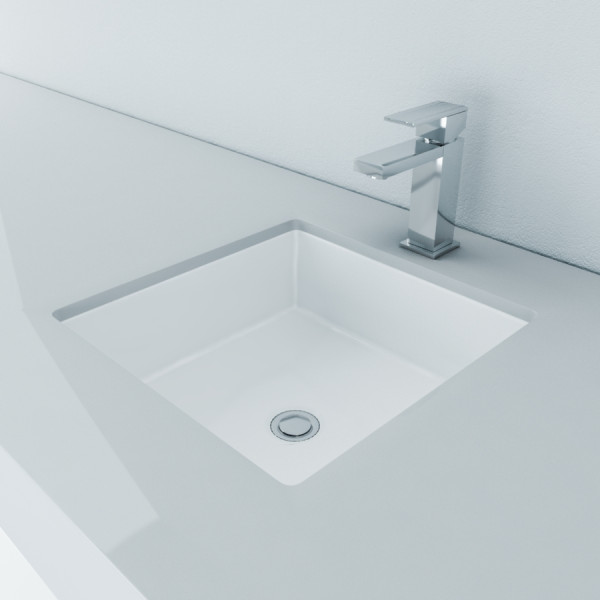 Cantrio Koncepts PS-105 White Undermount Ceramic Sink with Overflow