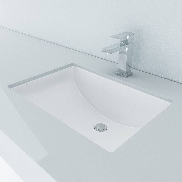 Cantrio Koncepts PS-106 Vitreous China Rectangular Bathroom Sink in White