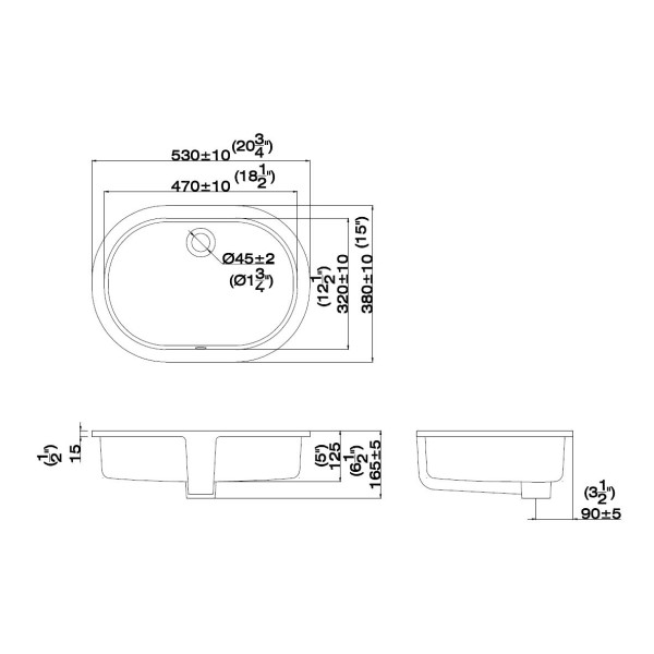 Cantrio Koncepts PS-110 Vitreous China Undermount Sink With Overflow