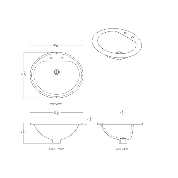 Cantrio Koncepts PS-112 Ceramic Counter Top Sink with Deck Mount Hole