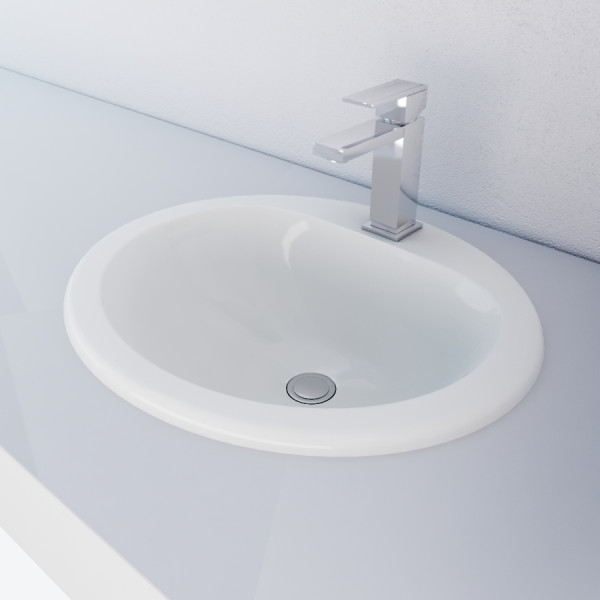Cantrio Koncepts PS-112 Ceramic Counter Top Sink with Deck Mount Hole