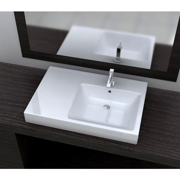 Cantrio Koncepts PS-506 Rectangular Vitreous China Topmount Bathroom Sink