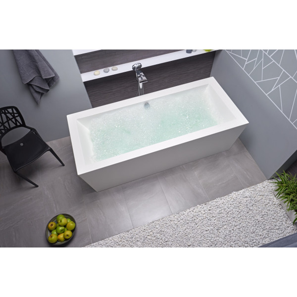 Aquatica PS026A Freestanding Rectangular Acrylic Bathtub in White