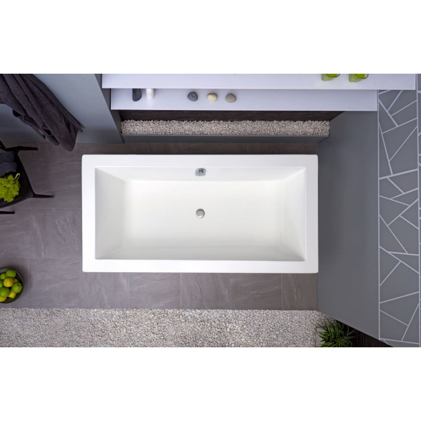 Aquatica PS026A Freestanding Rectangular Acrylic Bathtub in White