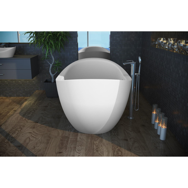 Aquatica PS171M-Wht Purescape 171 Freestanding Solid Surface Bathtub In Matte White