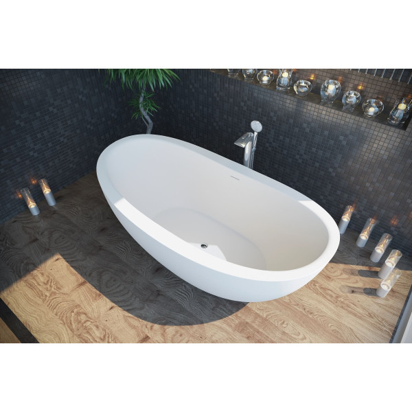 Aquatica PS171M-Wht Purescape 171 Freestanding Solid Surface Bathtub In Matte White