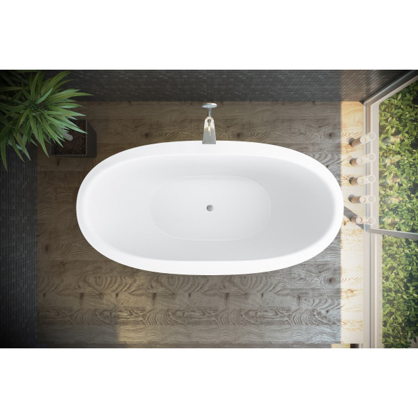 Aquatica PS171M-Wht Purescape 171 Freestanding Solid Surface Bathtub In Matte White