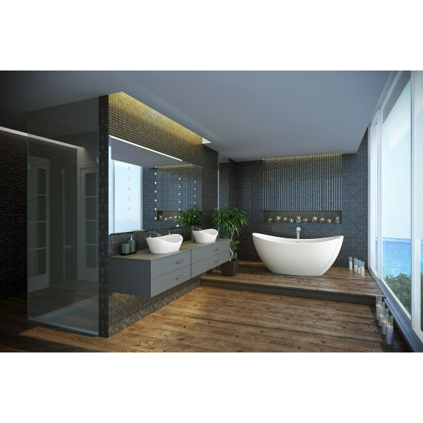 Aquatica PS171M-Wht Purescape 171 Freestanding Solid Surface Bathtub In Matte White