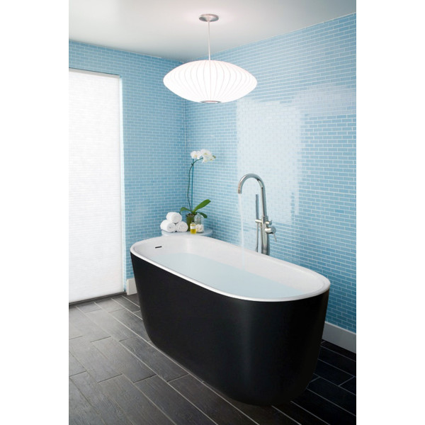 Aquatica PS602M-Mini-Blck-Wht Lullaby Free Standing Solid Surface Bathtub in Black