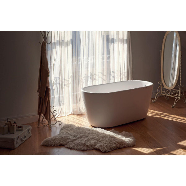 Aquatica PS602M-Mini-Wht Lullaby Freestanding Solid Surface Bathtub in White