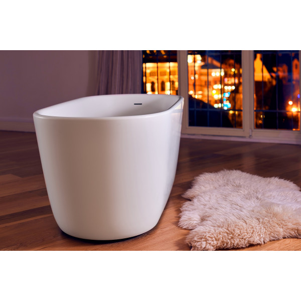 Aquatica PS602M-Mini-Wht Lullaby Freestanding Solid Surface Bathtub in White