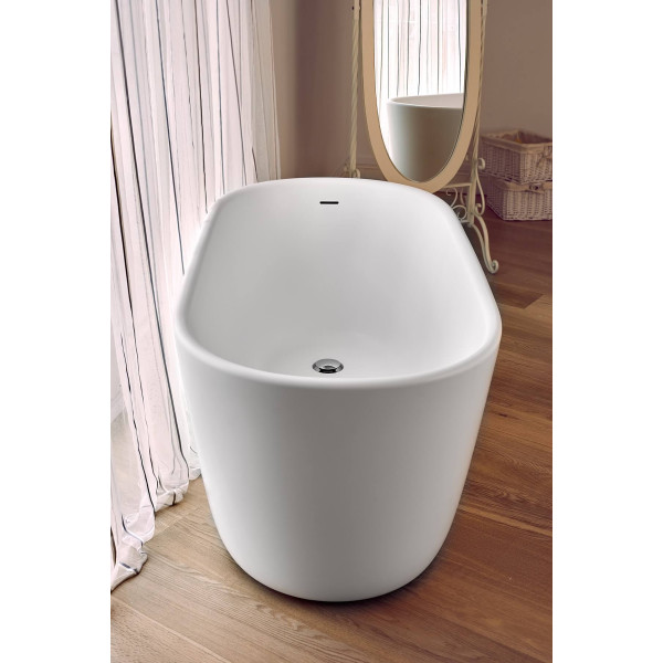 Aquatica PS602M-Mini-Wht Lullaby Freestanding Solid Surface Bathtub in White