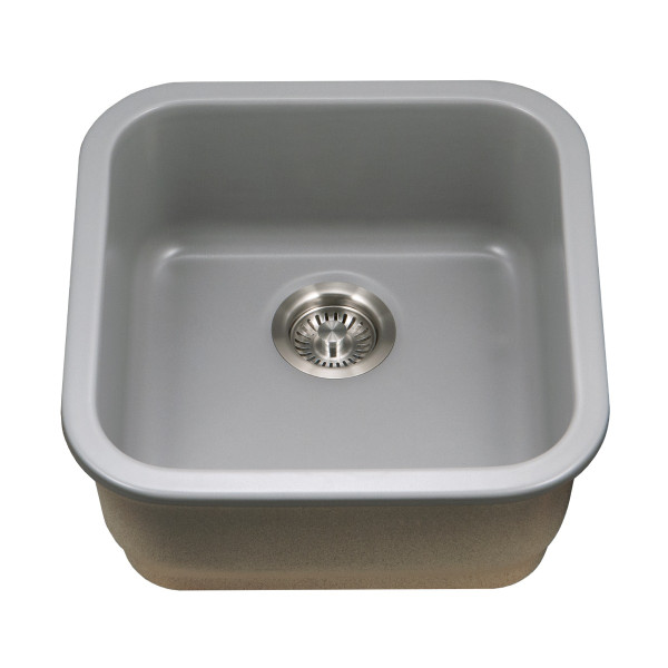 Houzer PTB-1919 Platus 19" Fireclay Undermount Square Single Bowl Bar/Prep Sink