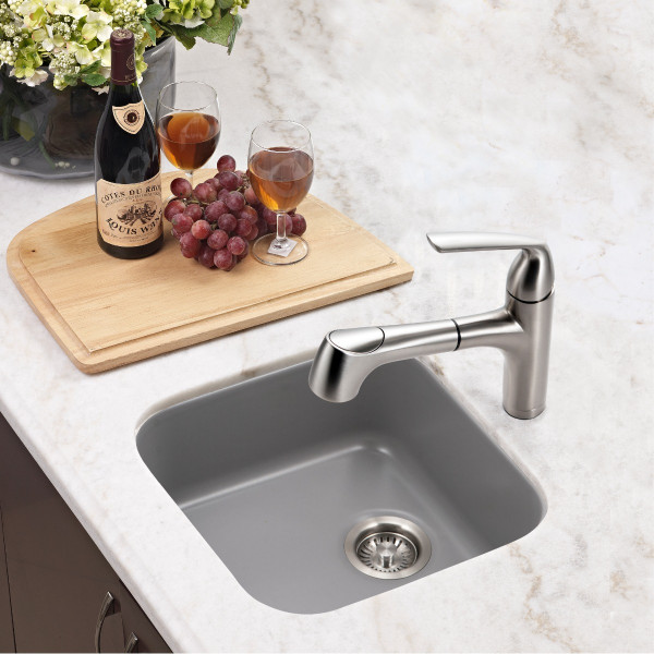 Houzer PTB-1919 Platus 19" Fireclay Undermount Square Single Bowl Bar/Prep Sink