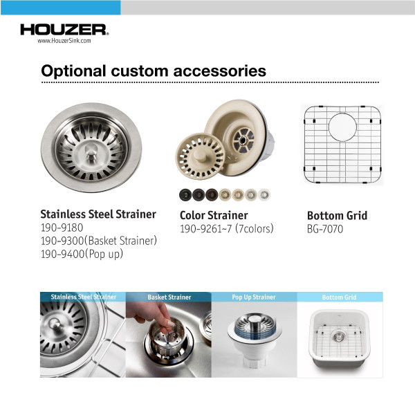 Houzer PTB-1919 Platus 19" Fireclay Undermount Square Single Bowl Bar/Prep Sink