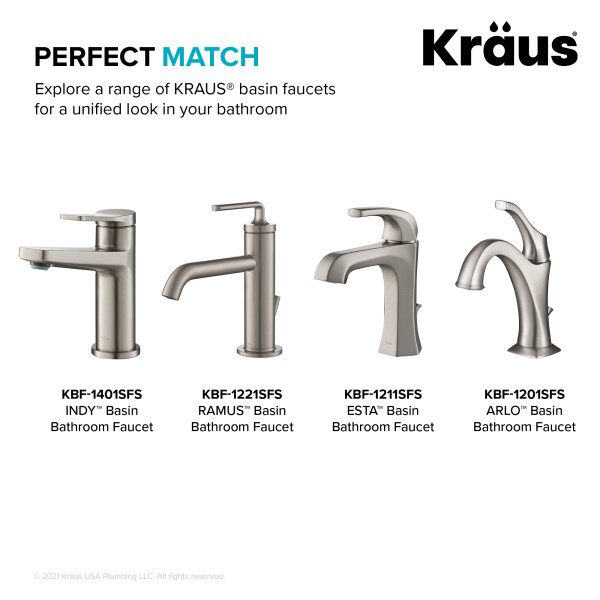 KRAUS PU-11SFS Pop-Up Drain for Bathroom Sink with Overflow in Stainless Steel