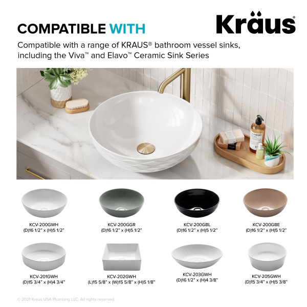 Kraus PU-L10 Bathroom Sink Pop-Up Drain with Extended Thread