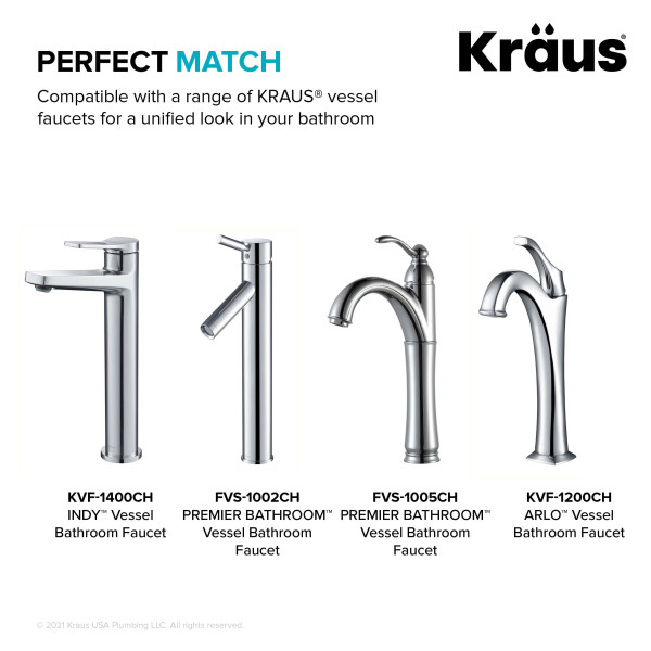 Kraus PU-L10 Bathroom Sink Pop-Up Drain with Extended Thread