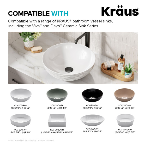 Kraus PU-L10 Bathroom Sink Pop-Up Drain with Extended Thread