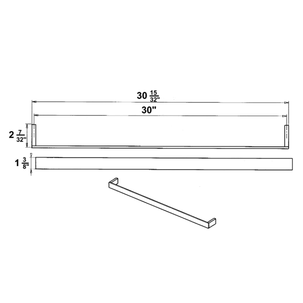 Rohl QU103 Wave Brass and solid metal Wall mount 30" Single Towel Bar