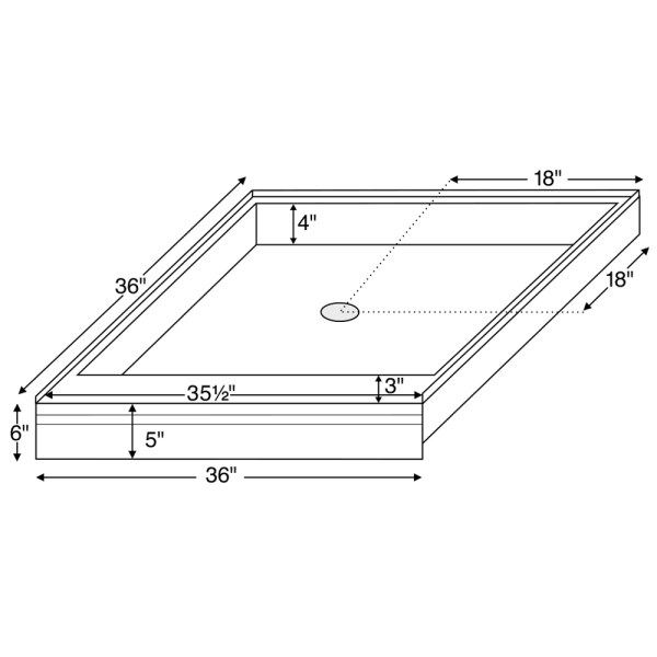 Reliance R3636CD 36-Inch x 36-Inch Shower Base With Center Drain