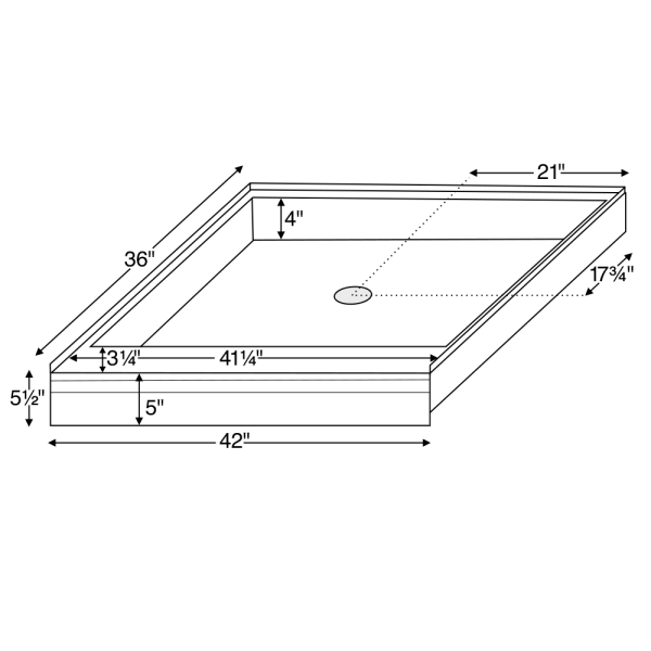 Reliance R4236CD 42-Inch x 36-Inch Shower Base With Center Drain