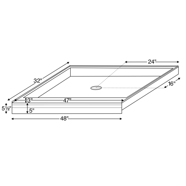 Reliance R4832CD 48-Inch x 36-Inch Shower Base With Center Drain