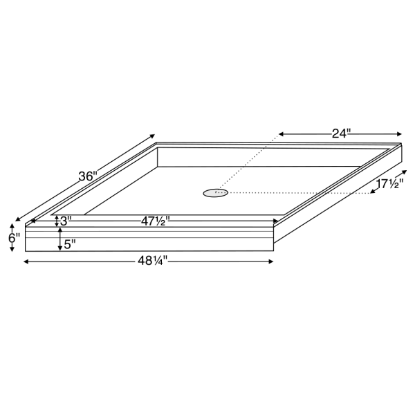 Reliance R4836CD 48-Inch By 36-Inch Shower Base With Center Drain