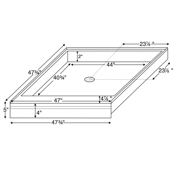 Reliance R4848CD 48-Inch By 48-Inch Shower Base With Center Drain
