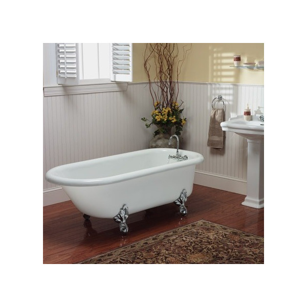 Restoria R501-WH Regent 60" Rolltop ClawFoot Bath Tub Wall Faucet Drillings