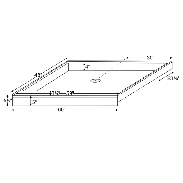 Reliance R6048CD 60-Inch By 48-Inch Shower Base With Center Drain