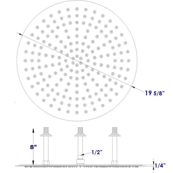 ALFI brand RAIN20R 20" Round Ultra Thin Rain Shower Head Stainless Steel