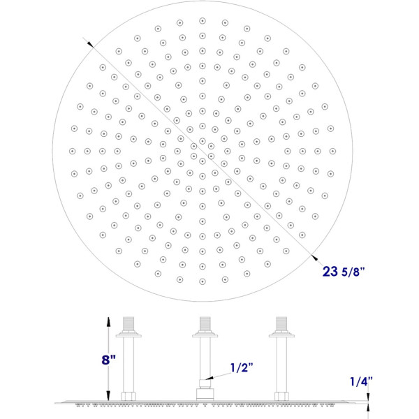 ALFI brand RAIN24R 24" Round Ultra Thin Rain Shower Head Stainless Steel 