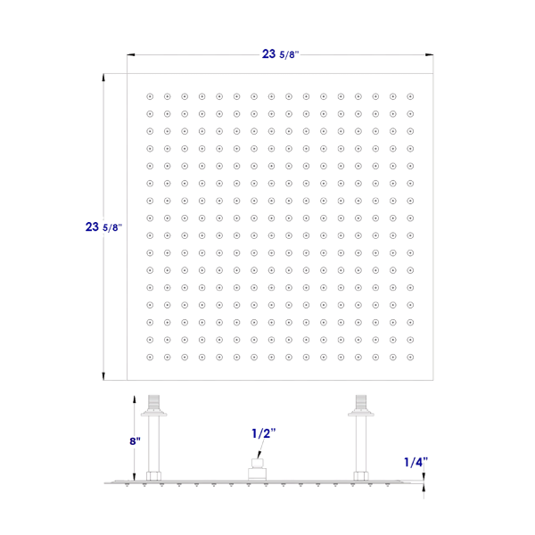 ALFI brand RAIN24S 24" Square Ultra Thin Rain Shower Head Stainless Steel 
