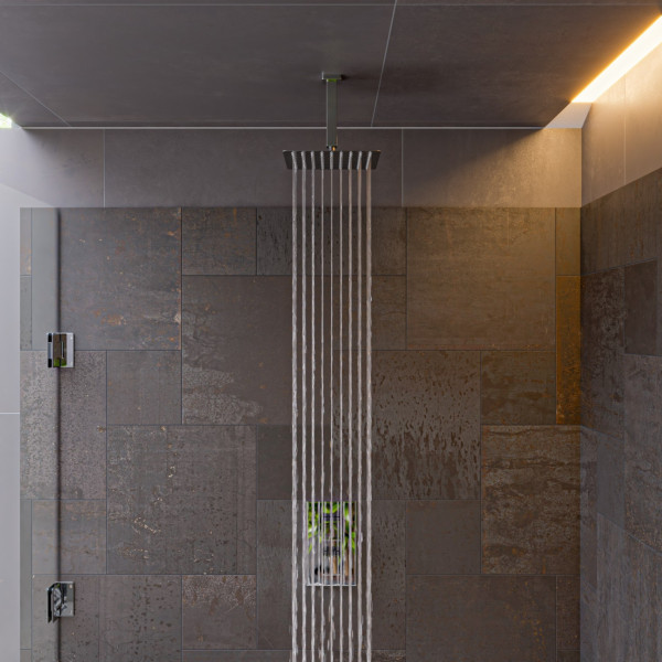 ALFI brand RAIN8S Thin Square Rainfall Shower Head In Solid Stainless Steel