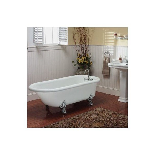 Restoria RS501-RM 5 Foot White Slipper Tub With Tub Rim Faucet Holes