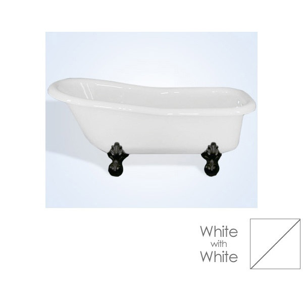 Restoria RS551--P-NH 5 ½ Foot White Slipper Tub with White Feet No Holes