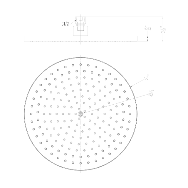 Dawn RSS240.00-10 10" Round Solid Brass Ceiling Mounted Rain Showerhead
