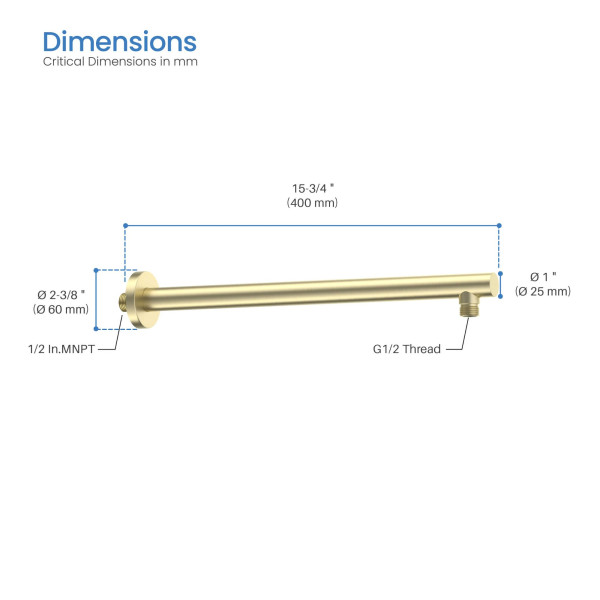 KIBI SA1601BG Circular 16" Wall Mounted Shower Arm