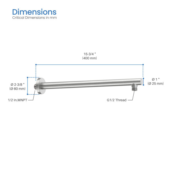 KIBI SA1601BN Circular 16" Wall Mounted Shower Arm
