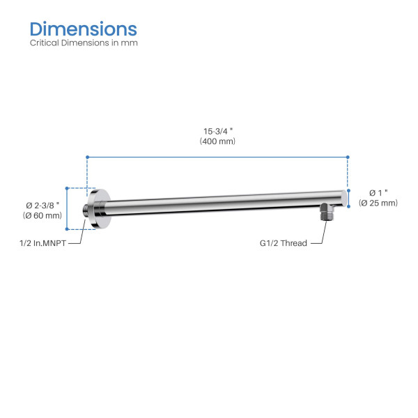 KIBI SA1601CH Circular 16" Wall Mounted Shower Arm