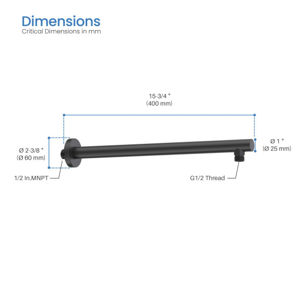 KIBI SA1601MB Circular 16" Wall Mounted Shower Arm