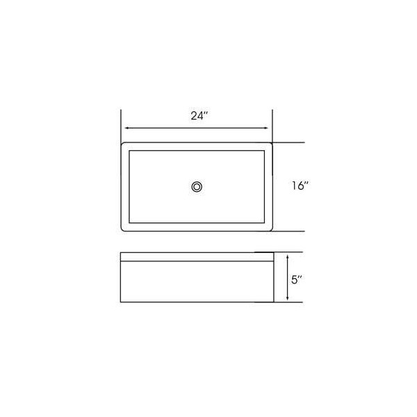 Lenova SAC02 Marble Rectangle Single Bowl Stone Sink Above Counter 24 X 16