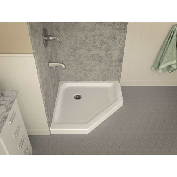 Anzzi SB-AZ01NO Randi 36x36" White Neo-Angle Double Threshold Shower Base