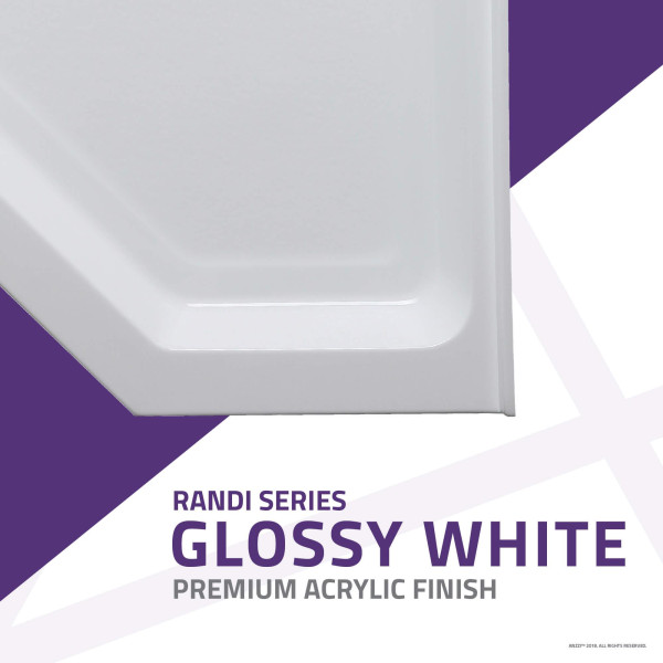 Anzzi SB-AZ01NO Randi 36x36" White Neo-Angle Double Threshold Shower Base