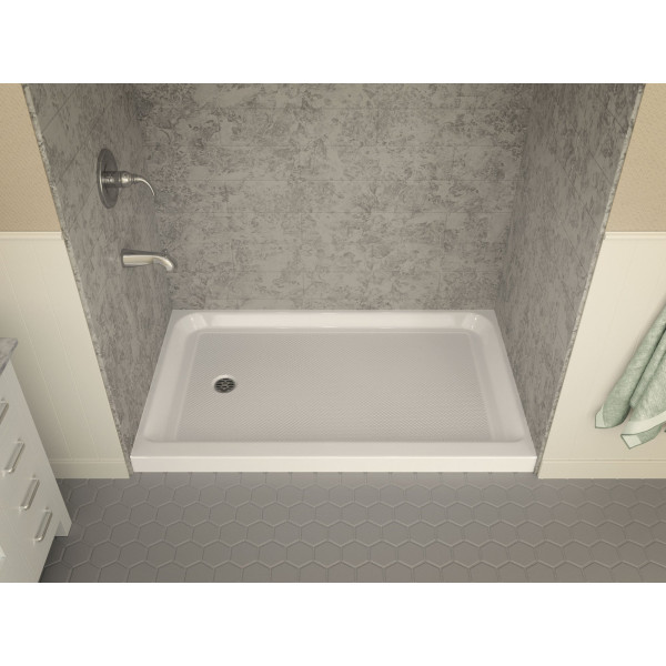 Anzzi SB-AZ04LD Tier 36x60" Left Drain Single White Threshold Shower Base